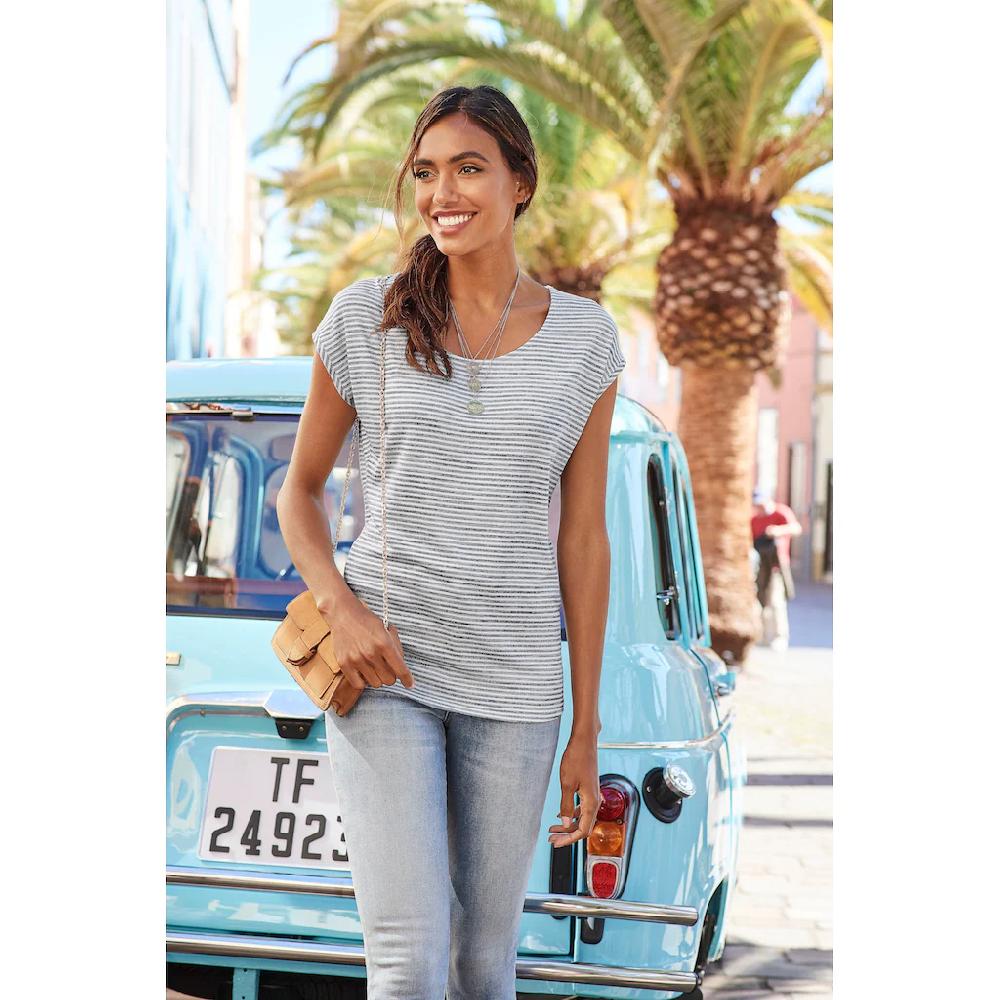 Vivance Kurzarmshirt »mit Streifendesign« Aus Weicher Viskose-Qualität