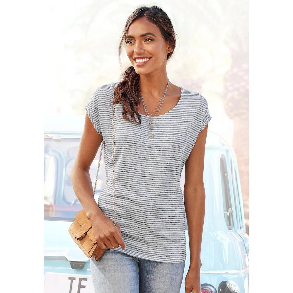 Vivance Kurzarmshirt »mit Streifendesign« aus weicher Viskose-Qualität