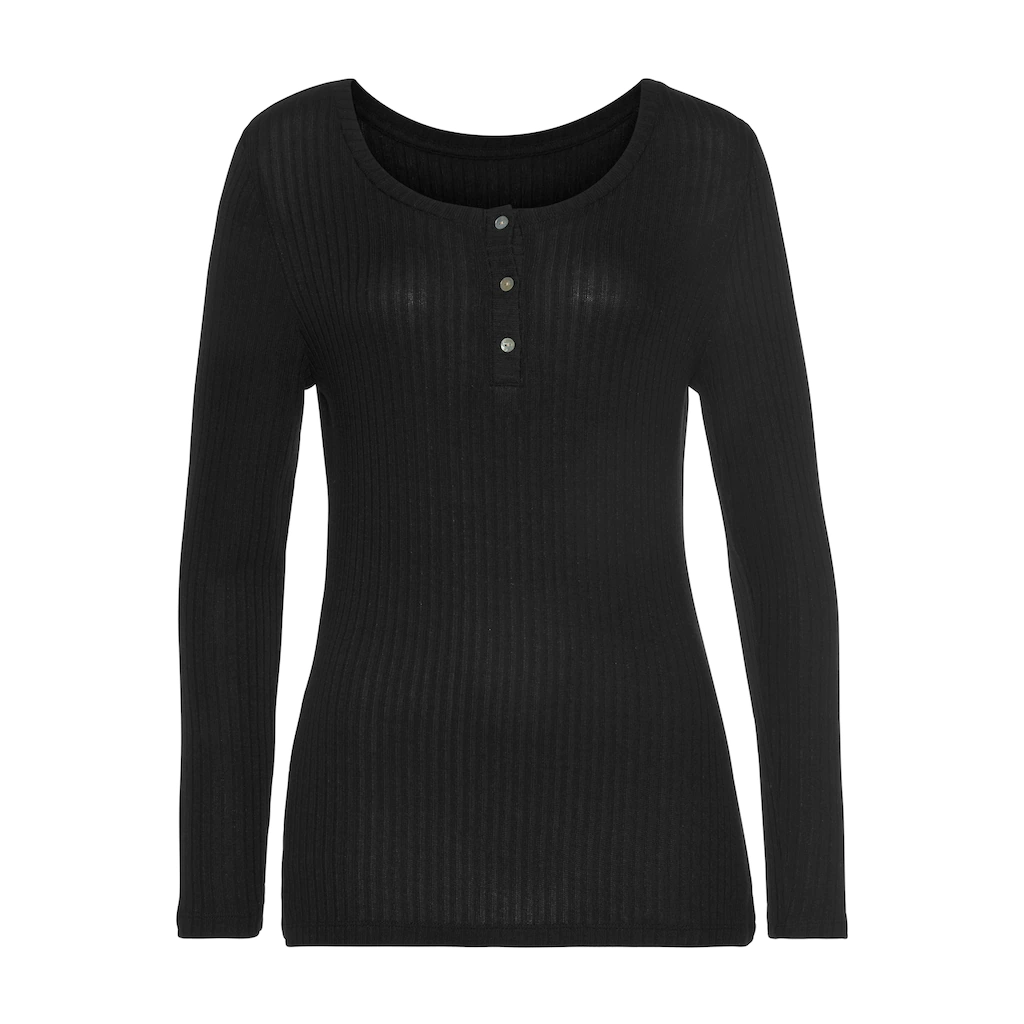 Vivance Langarmshirt »mit Kurzer Knopfleiste« Aus Weicher Ripp-Qualität Mit Viskose
