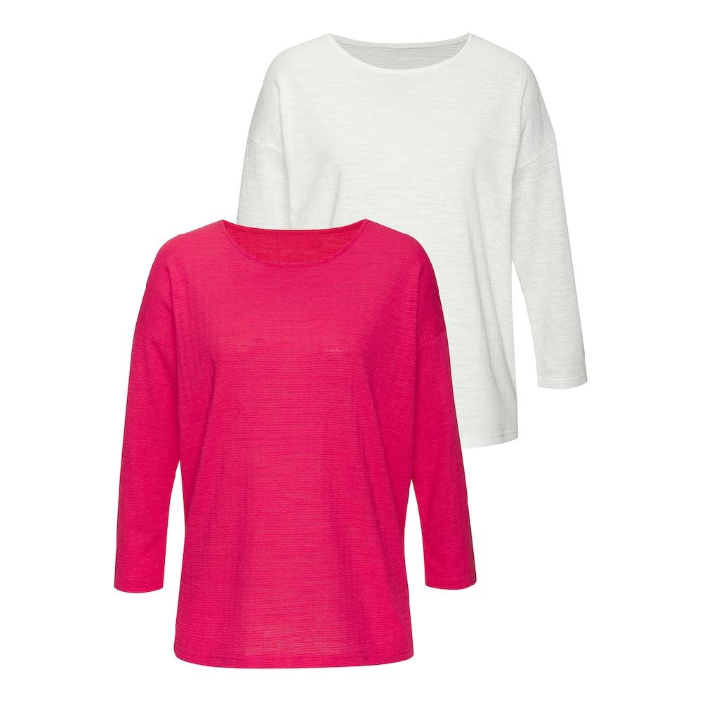 Vivance Langarmshirt »mit modischer Struktur« (2er-Pack) aus bügelfreier Qualität mit Baumwolle