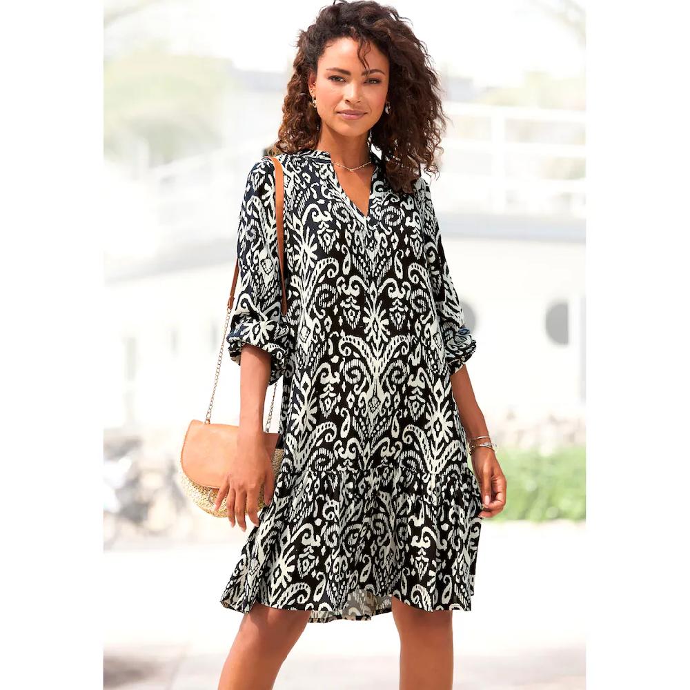 Vivance Longtunika mit Volant am Saum lockeres Blusenkleid im Boho-Style Strandkleid