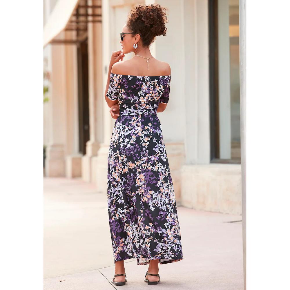 Vivance Maxikleid Mit Langen Beinschlitzen Und Carmenausschnitt Sommerkleid