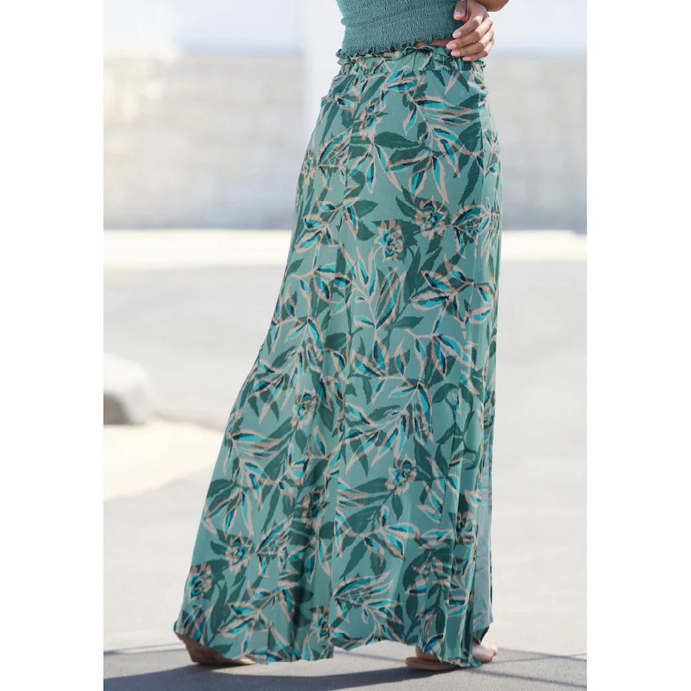 Vivance Maxirock Mit Alloverdruck Und Elastischem Bund Langer Sommerrock Mit Schlitz