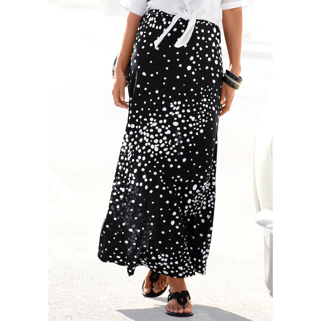 Vivance Maxirock mit Punkteprint und elastischem Bund sommerlicher Jerseyrock