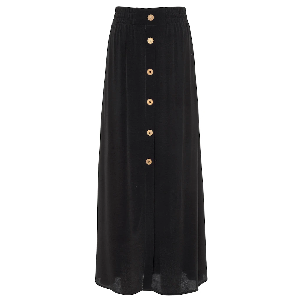 Vivance Maxirock Mit Zierknöpfen In Holzoptik Elastischer Sommerrock