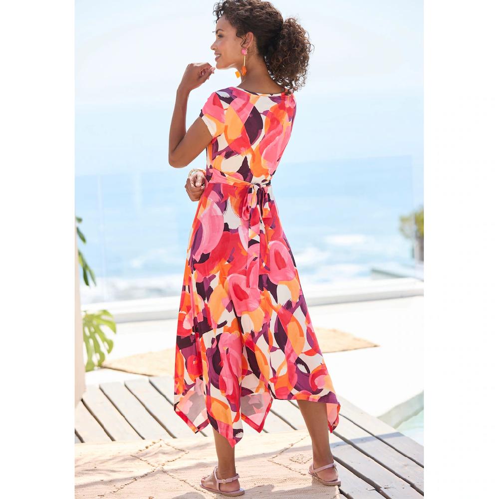 Vivance Midikleid Mit Alloverdruck Luftiges Sommerkleid In Wickeloptik Strandkleid