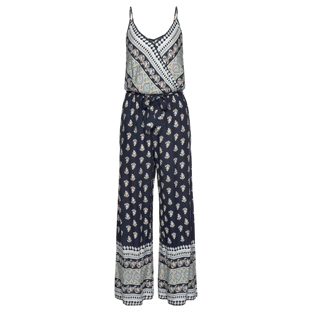 Vivance Overall Mit Bordürendruck Und Taschen Sommerlicher Jumpsuit Weites Bein