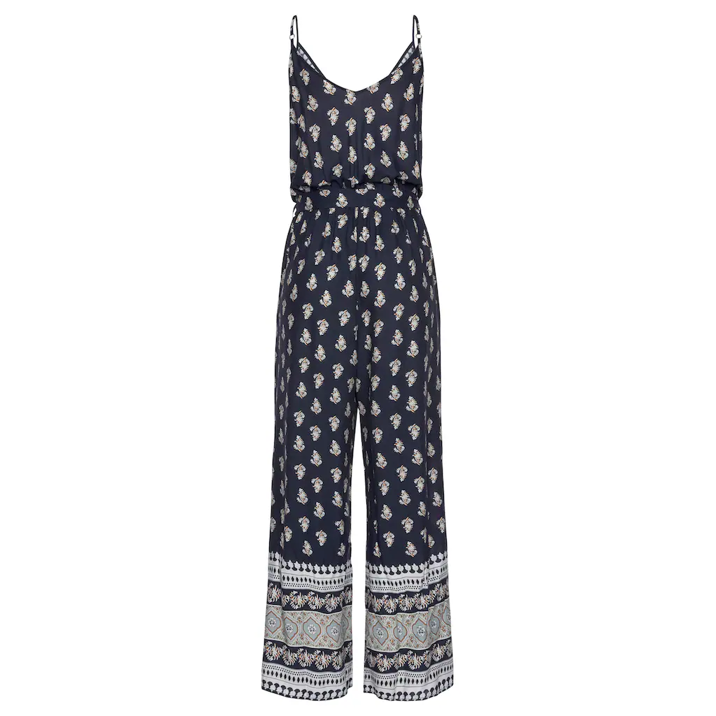 Vivance Overall Mit Bordürendruck Und Taschen Sommerlicher Jumpsuit Weites Bein