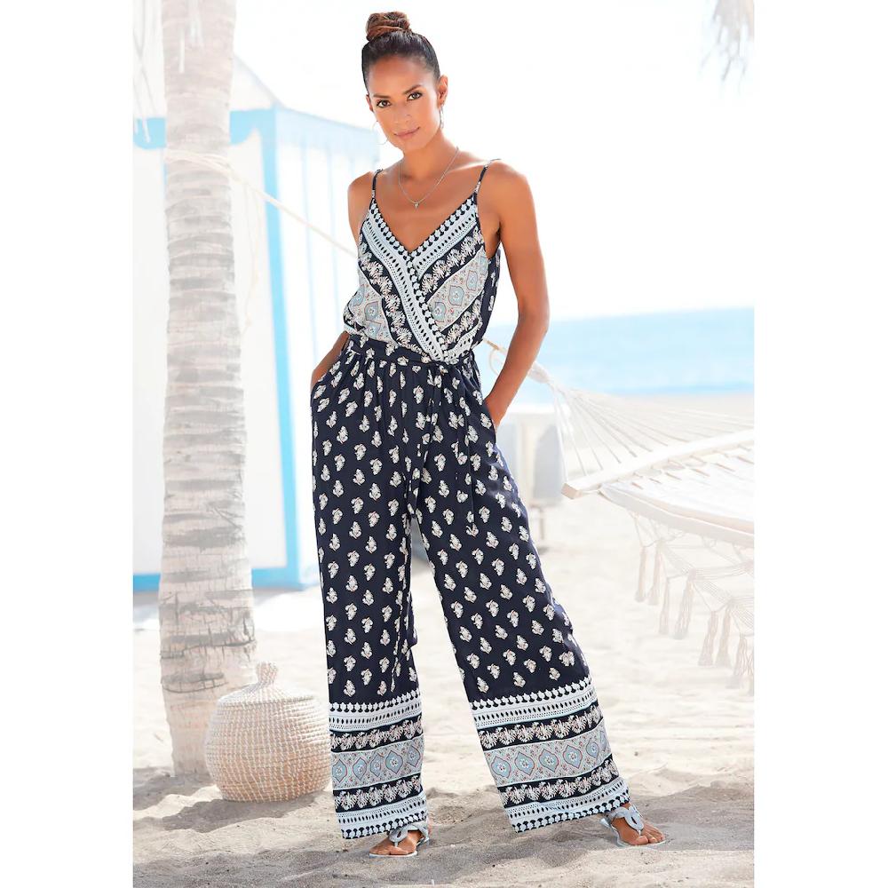 Vivance Overall mit Bordürendruck und Taschen sommerlicher Jumpsuit weites Bein