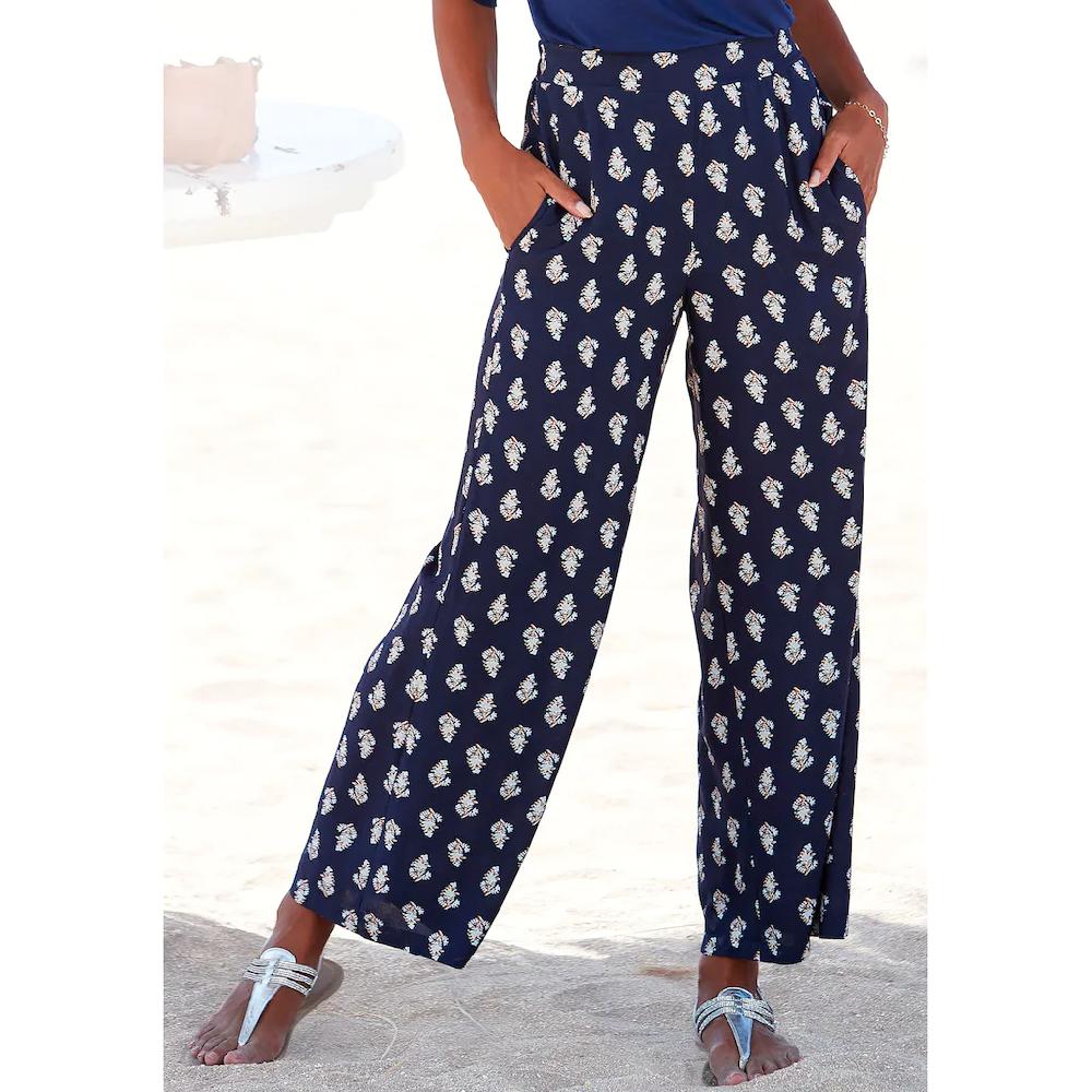 Vivance Palazzohose mit Alloverdruck und Taschen Schlupfhose Stoffhose