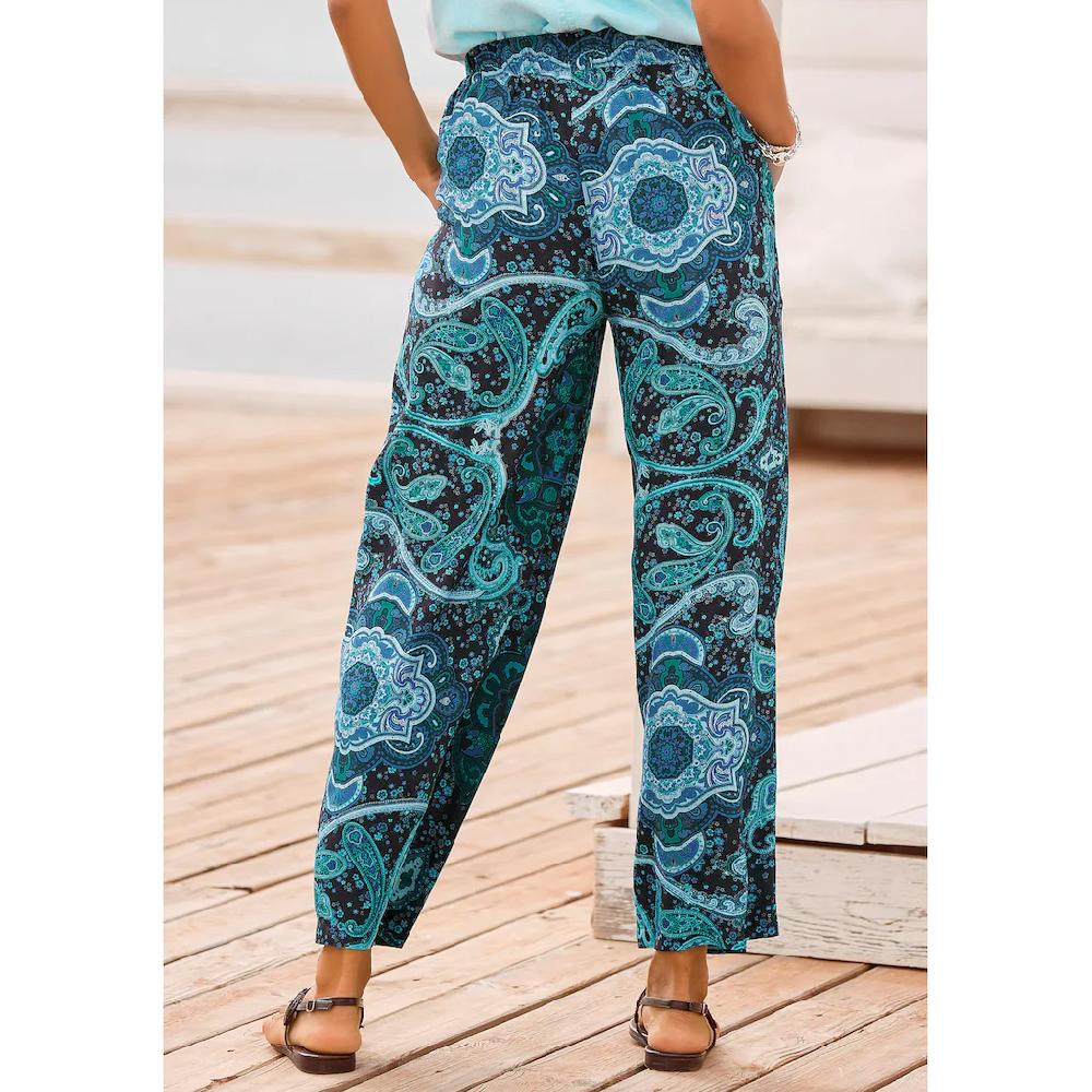 Vivance Palazzohose (mit Bindegürtel) Und Paisleyprint Elastischer Bund Schlupfhose Stoffhose