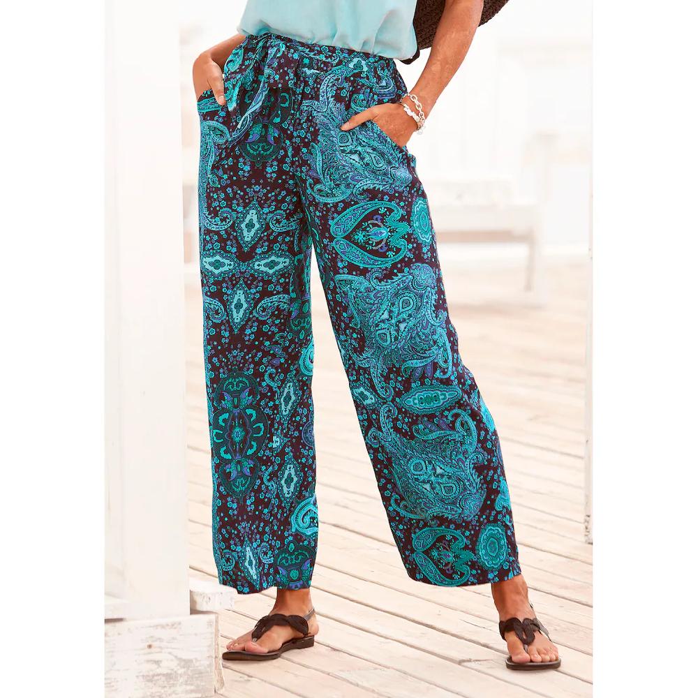 Vivance Palazzohose (mit Bindegürtel) und Paisleyprint elastischer Bund Schlupfhose Stoffhose