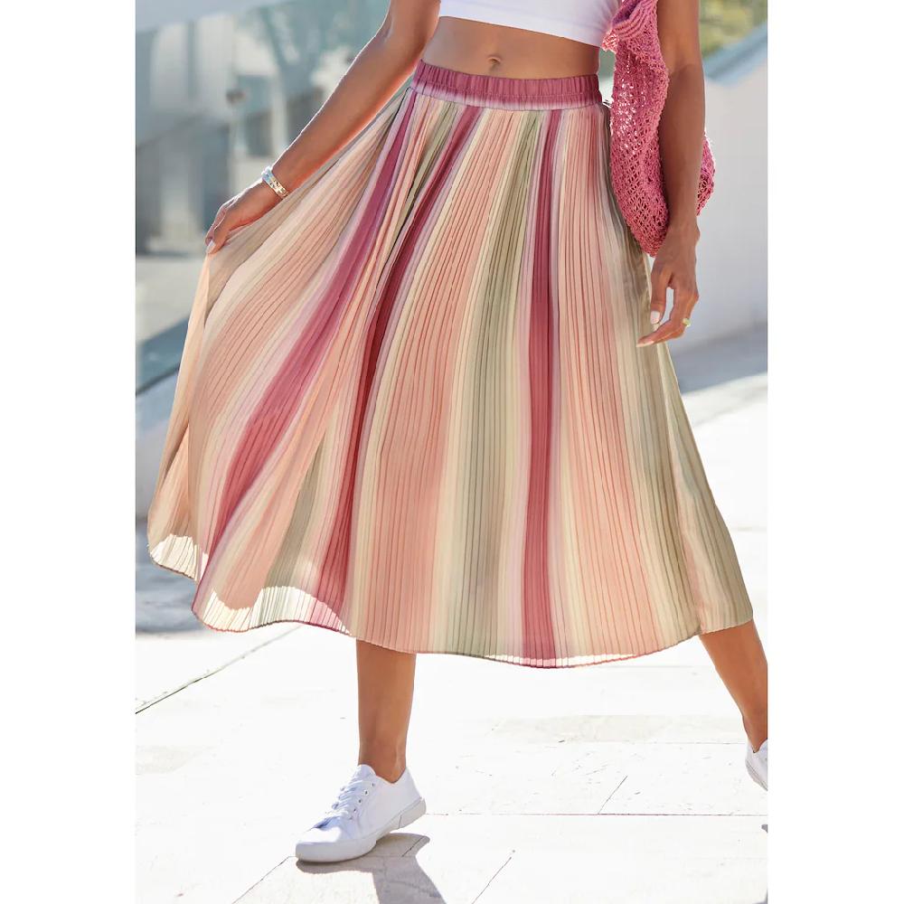 Vivance Plisseerock mit Farbverlauf Midirock Sommerrock