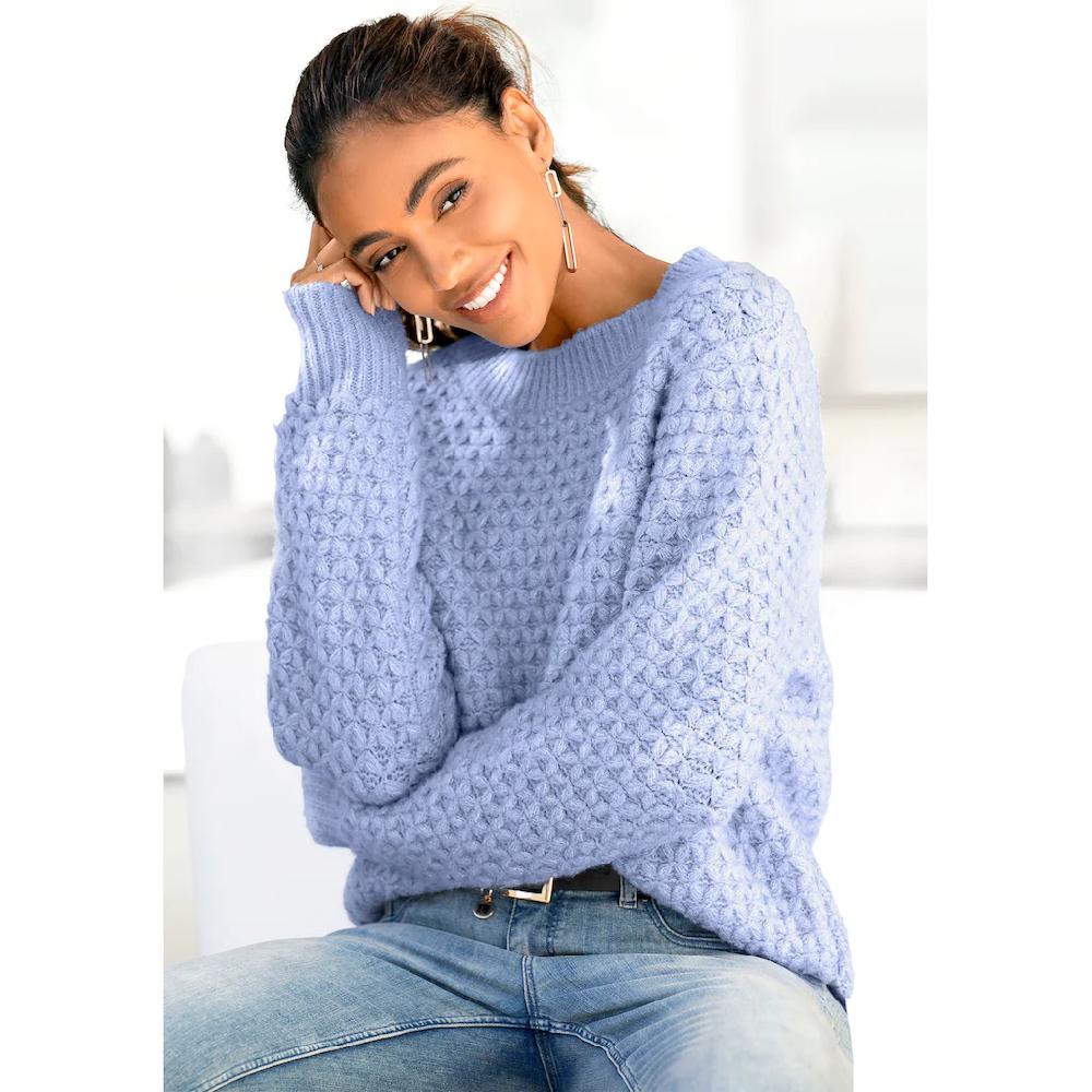 Vivance Rundhalspullover mit besonderem Strickmuster lockere Passform