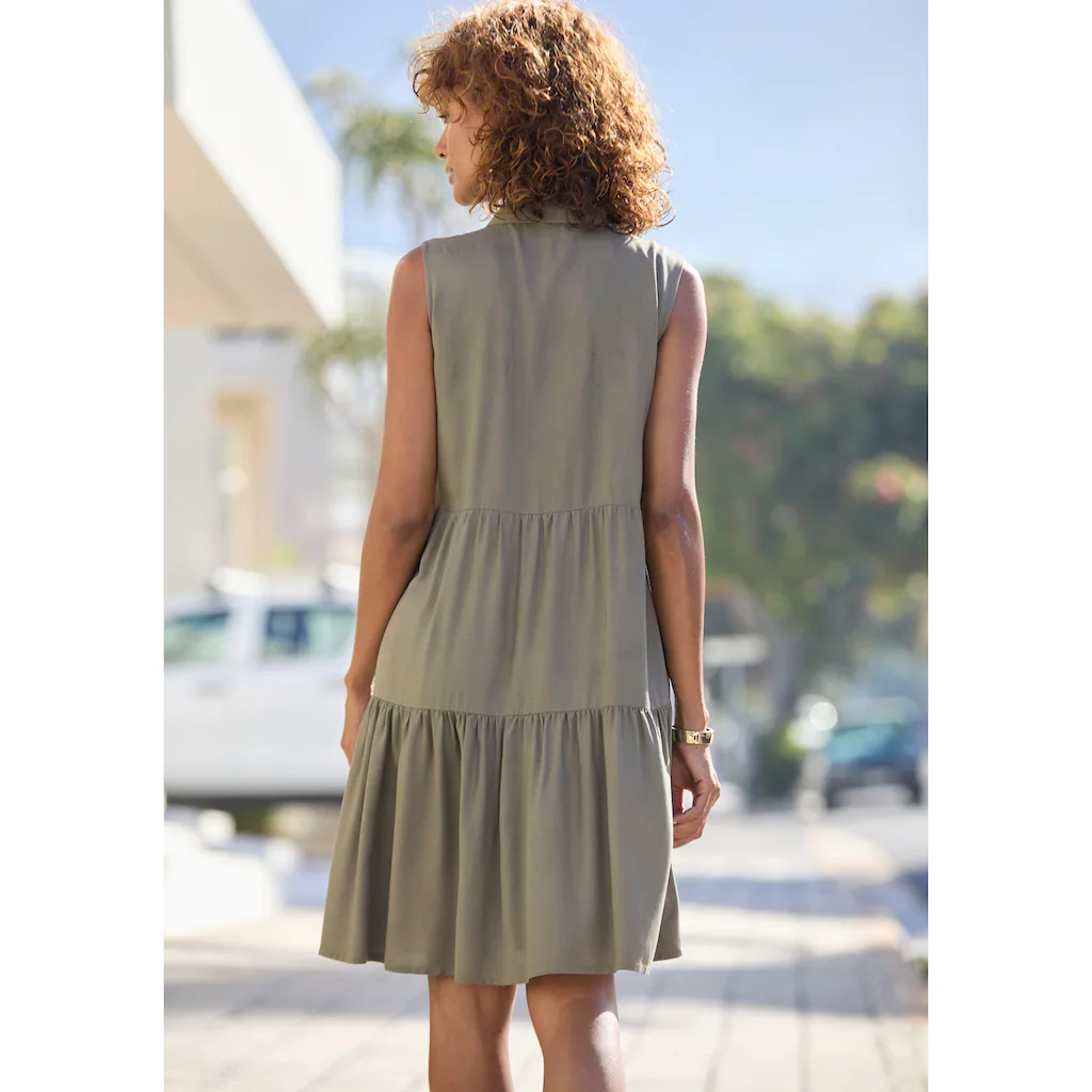 Vivance Sommerkleid Aus Gewebter Viskose Blusenkleid Mit Knopfleiste Und Hemdblusenkragen