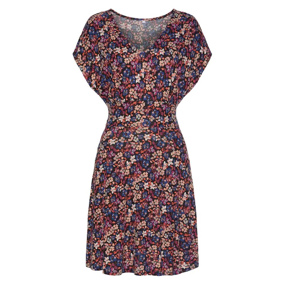 Vivance Sommerkleid Mit Blumendruck Und V-Ausschnitt Leichtes Strandkleid