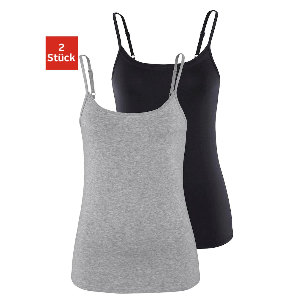 Vivance Spaghettitop »mit verstellbaren Trägern« (2er-Pack) aus elastischer Baumwoll-Qualität