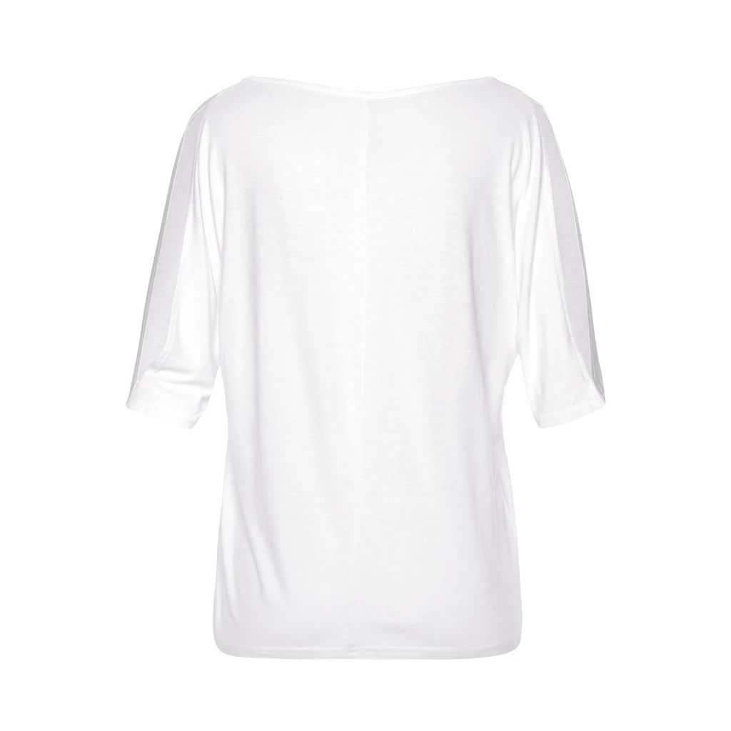 Vivance T-Shirt Mit Cut-outs Am Ärmel Kurzarmshirt Mit V-Ausschnitt Casual