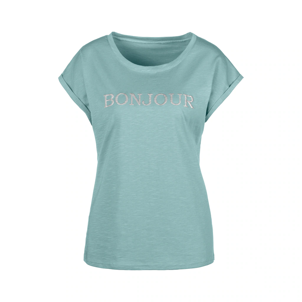 Vivance T-Shirt »mit Frontdruck "Bonjour"« Aus Weicher Baumwoll-Qualität