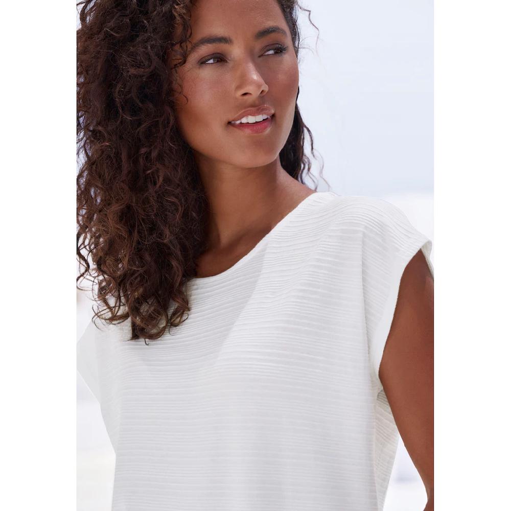 Vivance T-Shirt »mit Modischer Streifenstruktur« Aus Weicher Baumwoll-Qualität