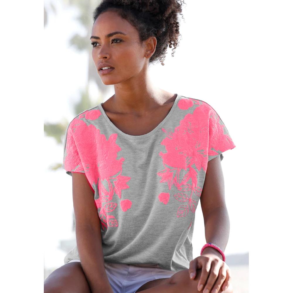 Vivance T-Shirt mit Neonprint Kurzarmshirt lockere Passform