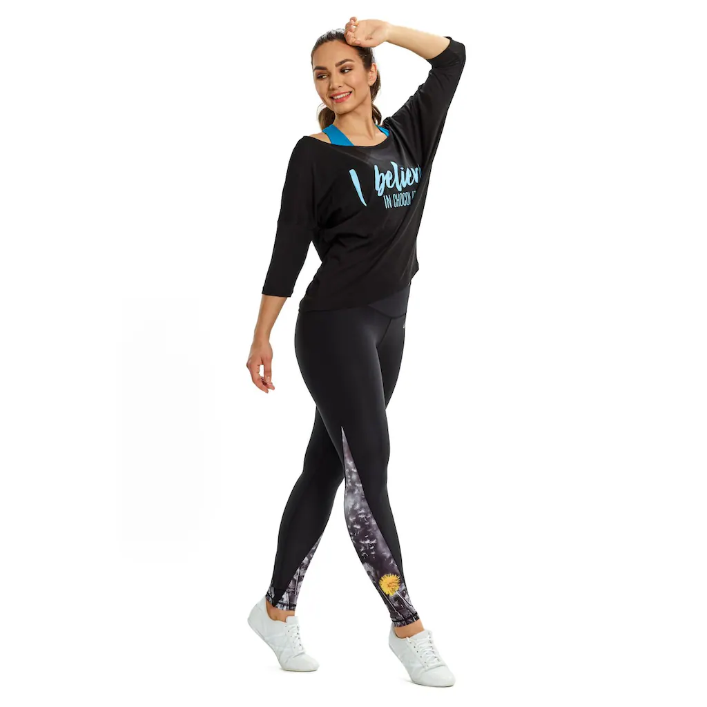 Winshape 3/4-Arm-Shirt »MCS001 Ultra Leicht« Mit Neon Blauem Glitzer-Aufdruck