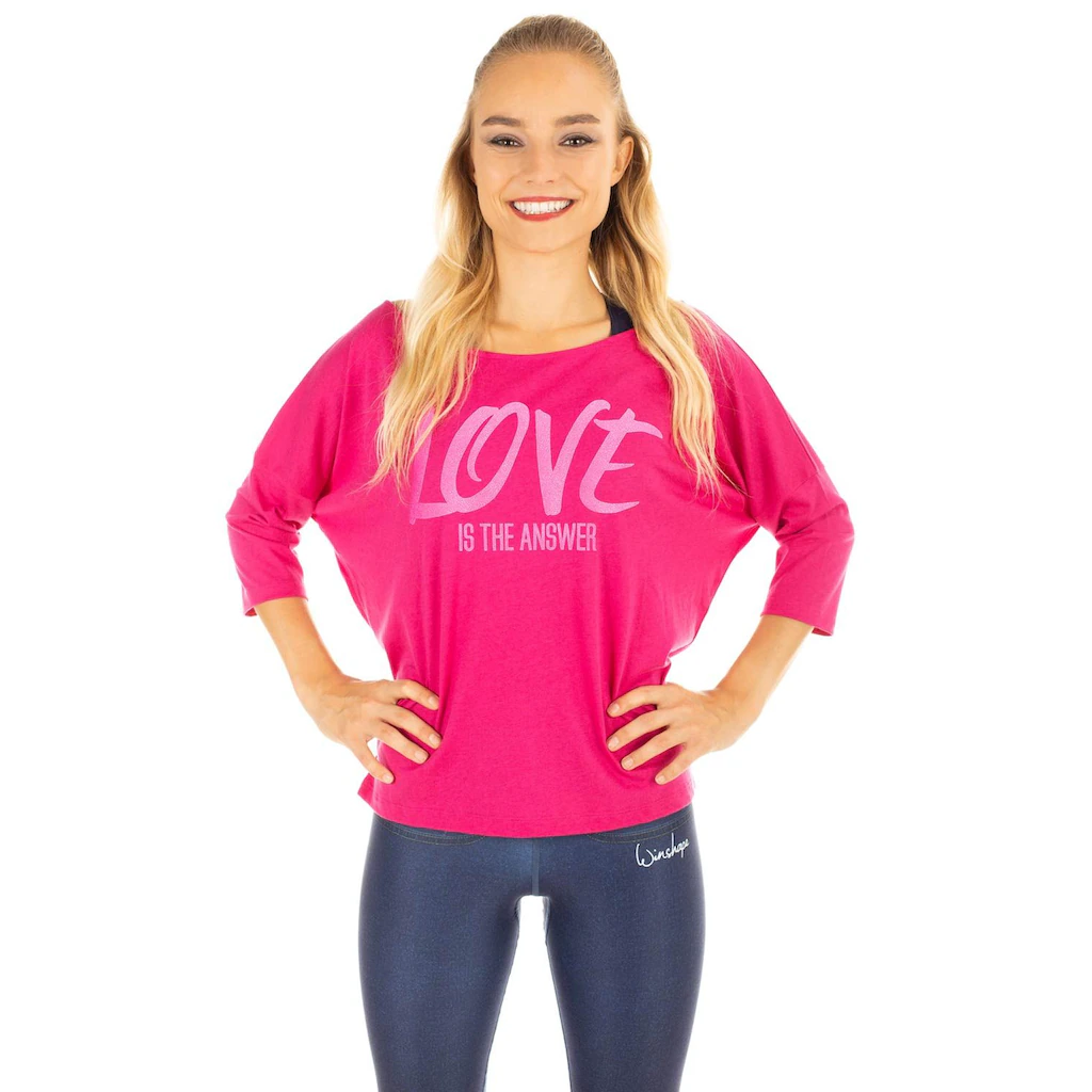 Winshape 3/4-Arm-Shirt »MCS001 Ultra Leicht« Mit Neon Pinkem Glitzer-Aufdruck
