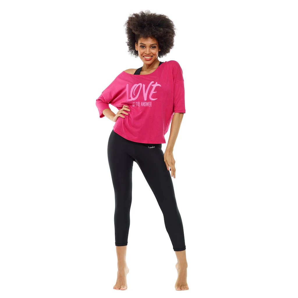Winshape 3/4-Arm-Shirt »MCS001 Ultra Leicht« Mit Neon Pinkem Glitzer-Aufdruck