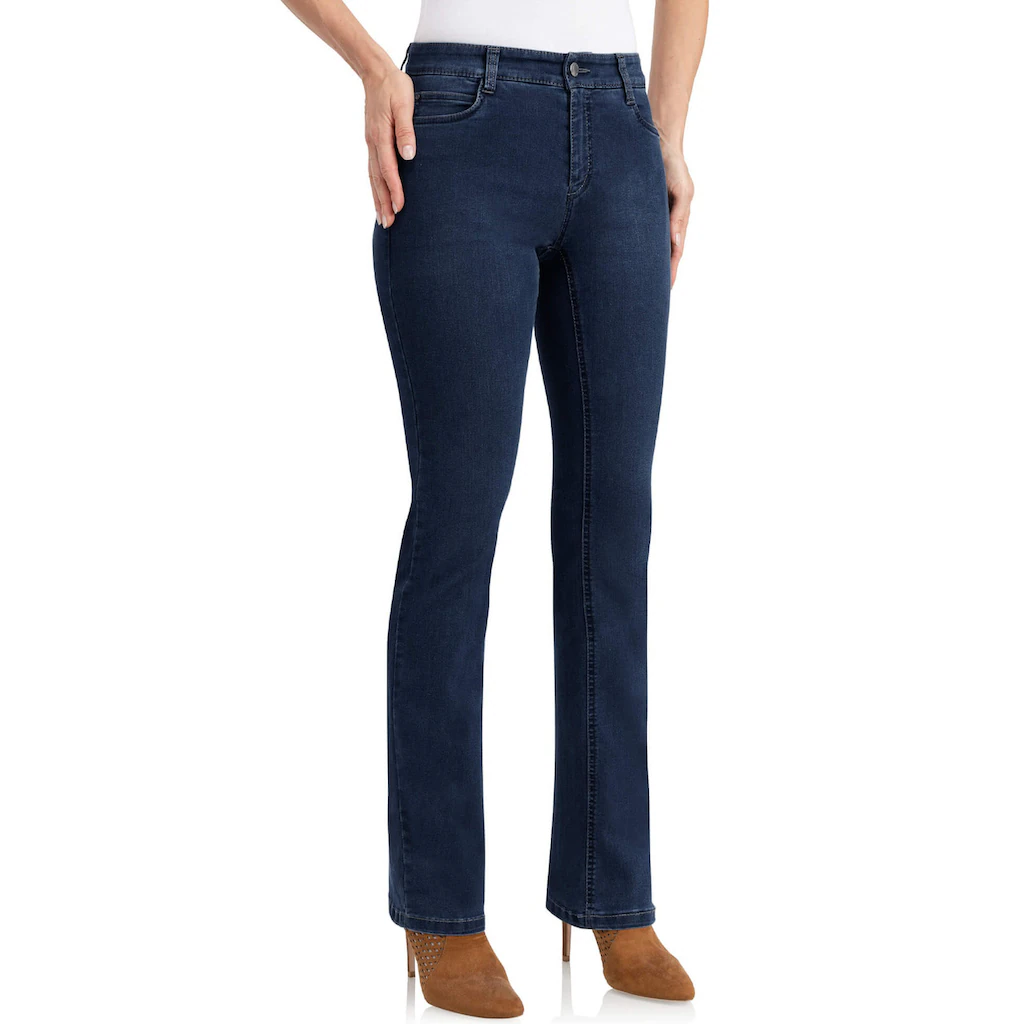 wonderjeans Bootcut-Jeans Figurbetonte Form mit leicht ausgestelltem Bein