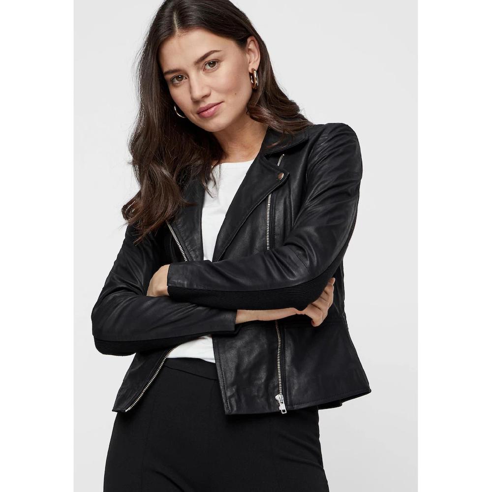 Y.A.S Lederjacke »YASSOPHIE LEATHER JACKET« Mit Biker Details