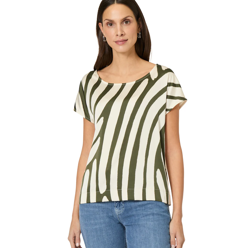 Zero Kurzarmshirt »zero Satinshirt mit Print« (1 tlg.) Plain/ohne Details