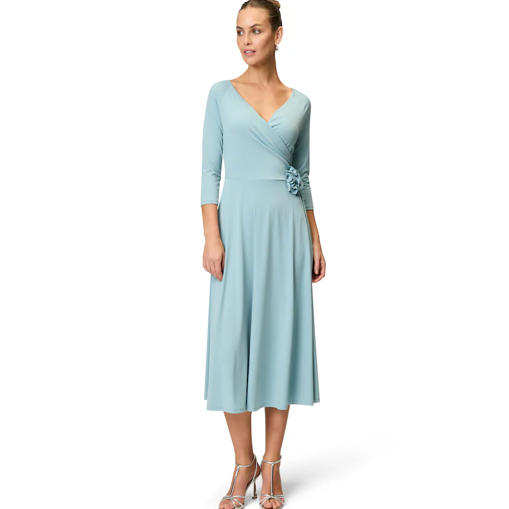 Zero Midikleid »zero Midikleid Mit Stoffblüte« Wickeldesign