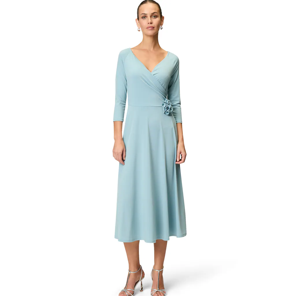 Zero Midikleid »zero Midikleid mit Stoffblüte« Wickeldesign