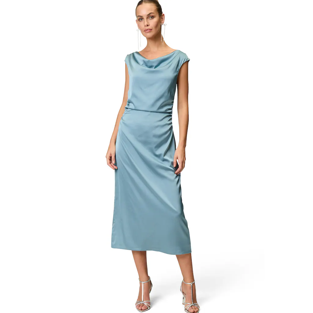 Zero Satinkleid »zero Satinkleid Mit Wasserfallausschnitt« Falten