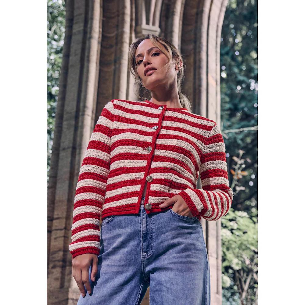 Zero Strickjacke »zero Strickjacke Mit Streifen« Knopfleiste