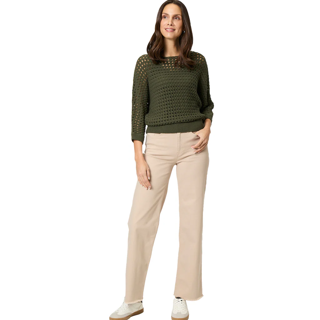 Zero Strickpullover »zero Pullover Aus Ajourstrick« (1 Tlg.) Lochmuster