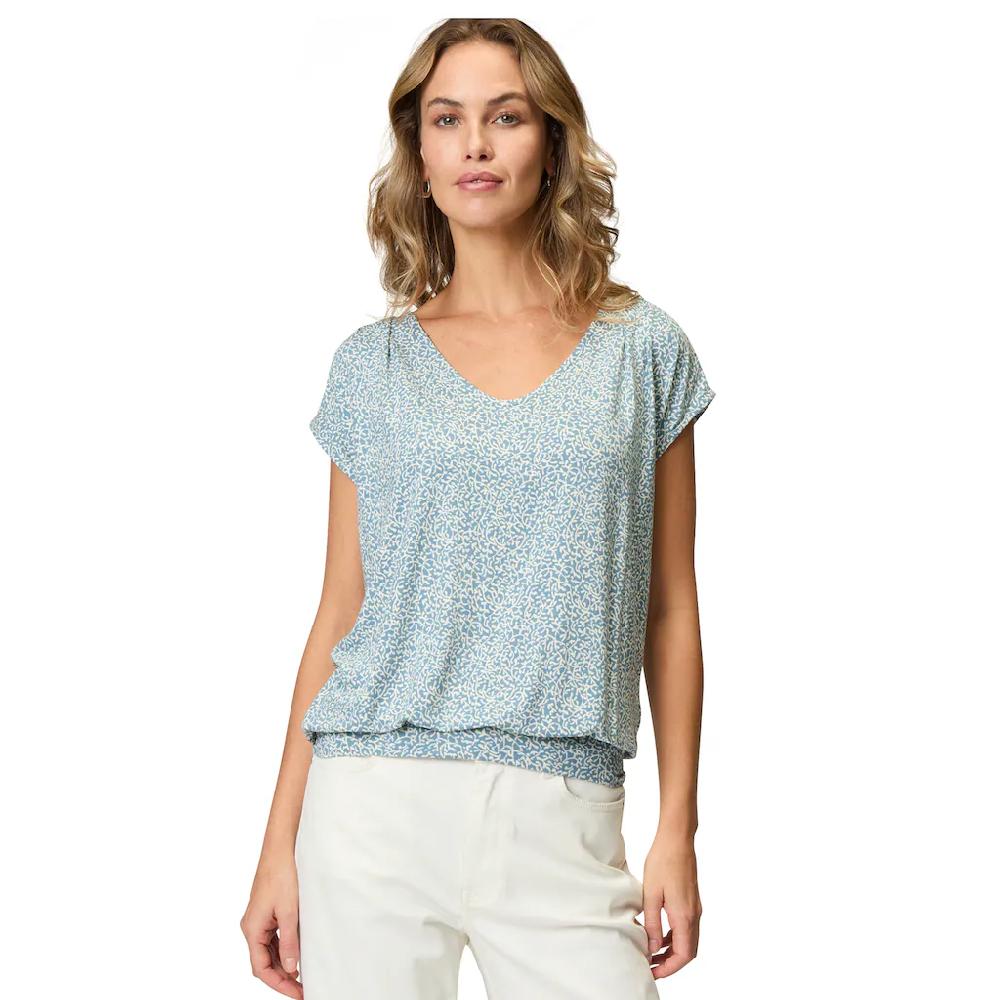 Zero T-Shirt »zero Shirt mit Blätterdruck« (1 tlg.) Falten