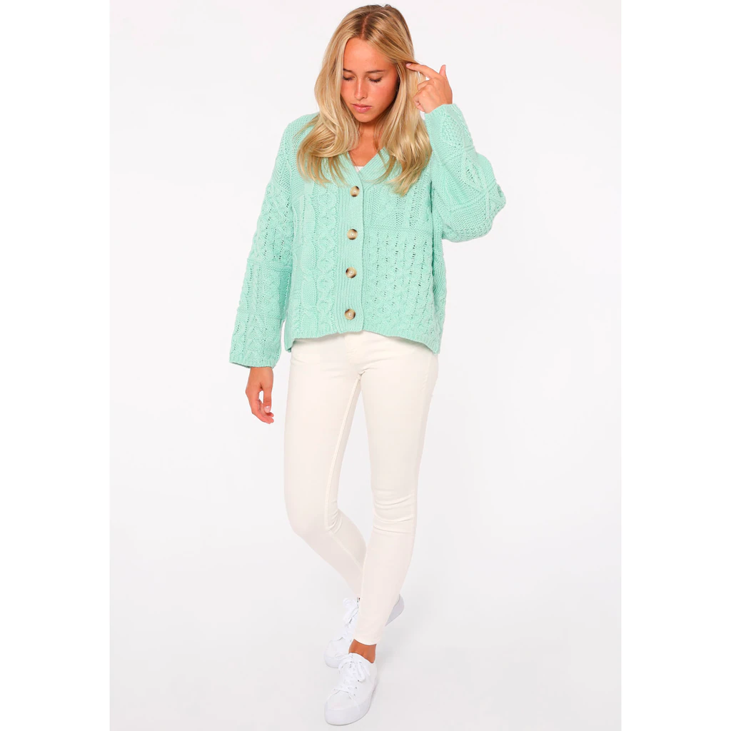 Zwillingsherz Cardigan »"Zopfstrick"« "Zopfstrick" Mit Knopfleiste Und Wollanteil