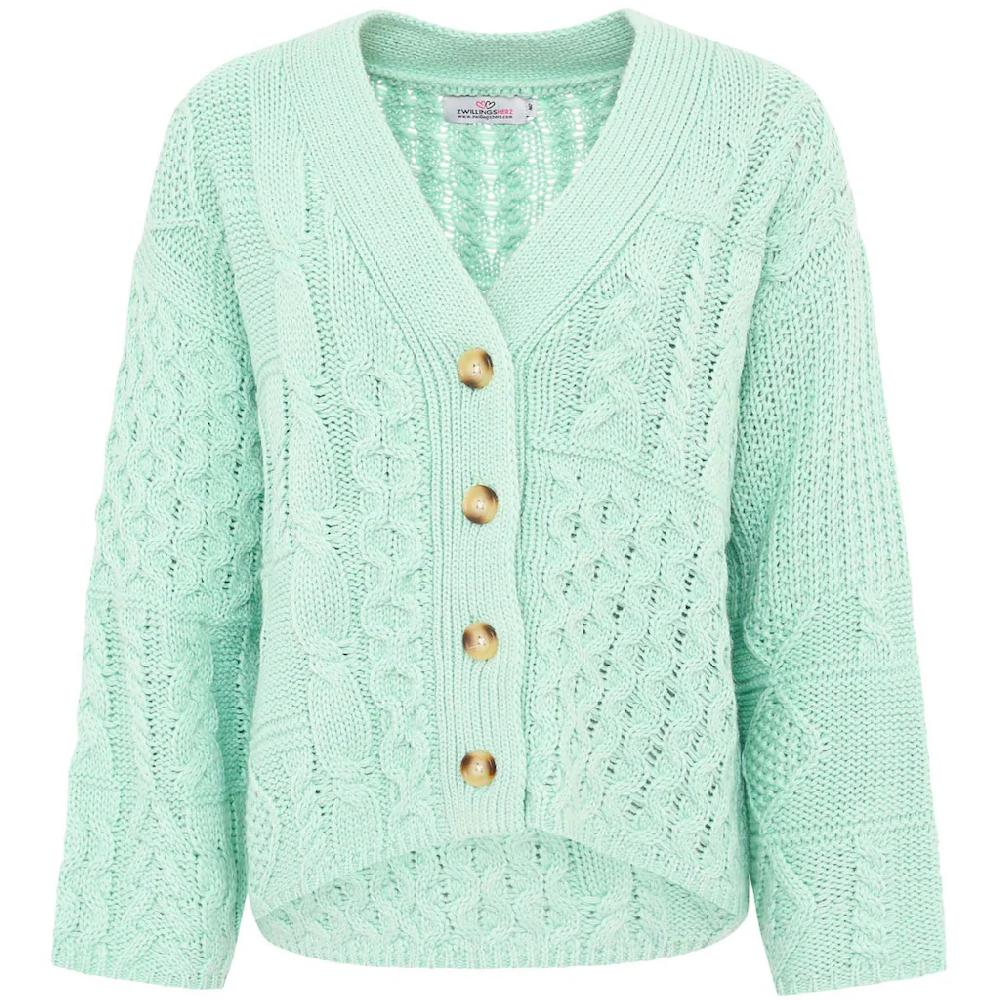 Zwillingsherz Cardigan »"Zopfstrick"« "Zopfstrick" mit Knopfleiste und Wollanteil