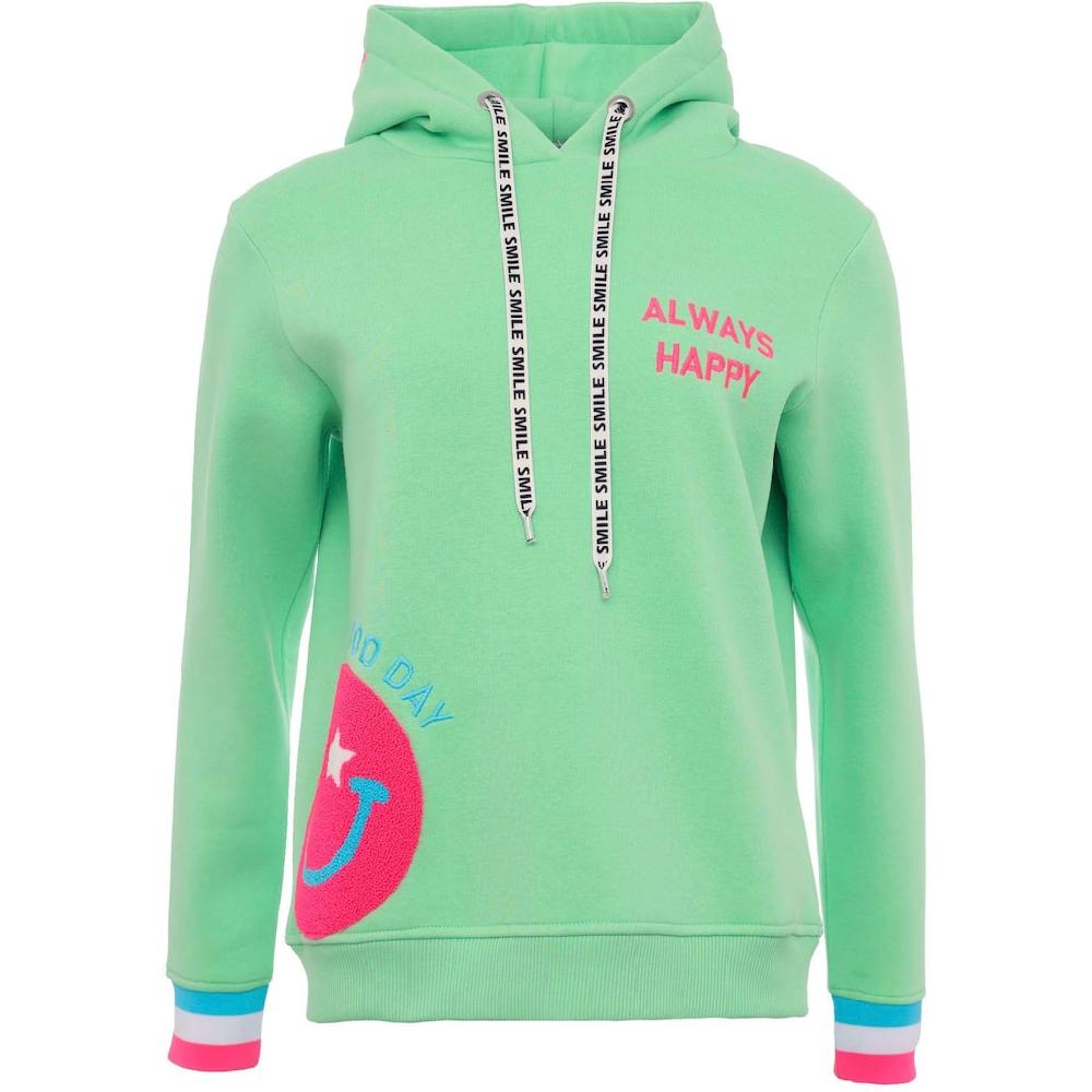 Zwillingsherz Hoodie »Always Happy« Mit Smiley Aufdruck Aus Frottee Und Neon Details