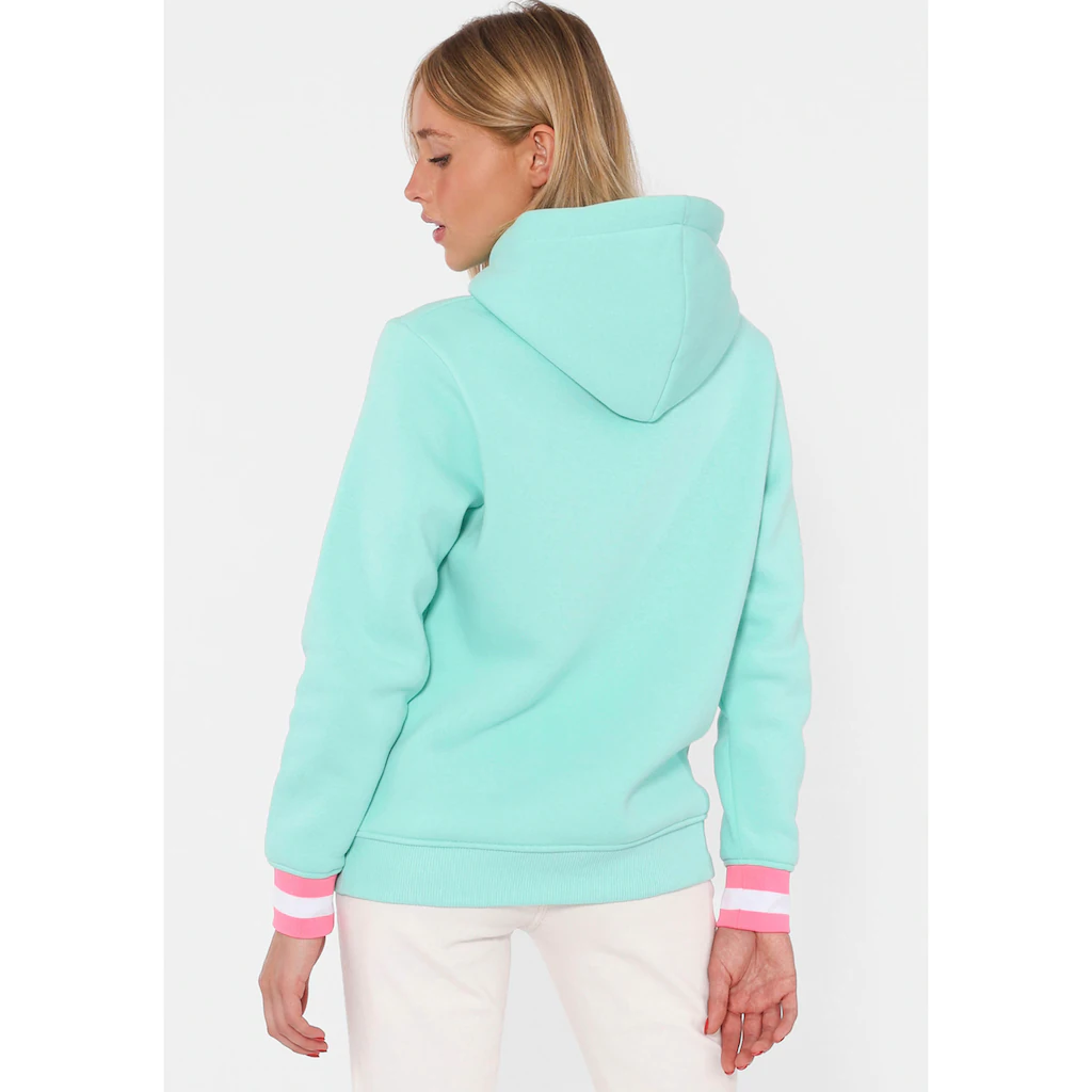 Zwillingsherz Hoodie »"Glücklich Am Meer"« Mit Pailletten Kapuze Und Kontrastfarbigen Bündchen