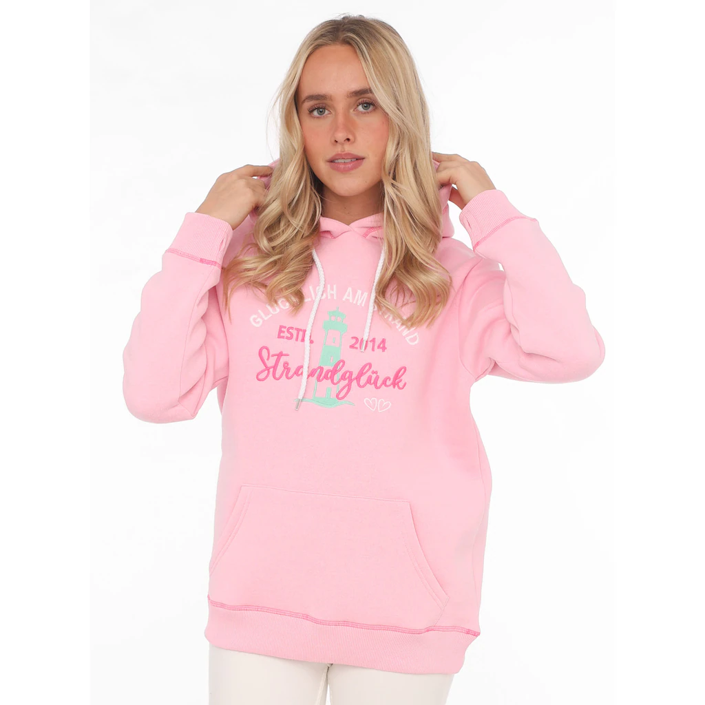 Zwillingsherz Hoodie »"Glücklich am Strand"« mit maritimer Stickerei Kängurutaschen