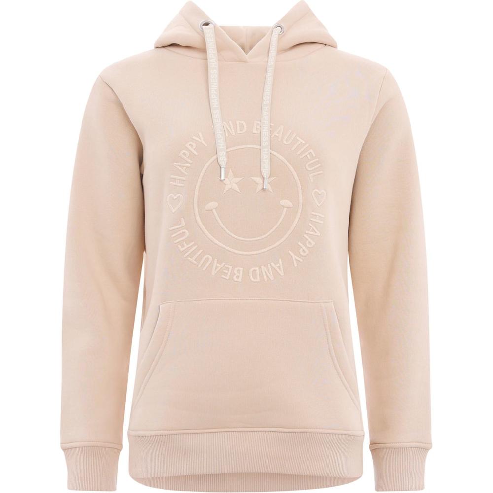 Zwillingsherz Hoodie »Happy And Beautiful« Mit Gleichfarbiger Smiley-Stickerei Und Bindebänder Mit Schriftzug