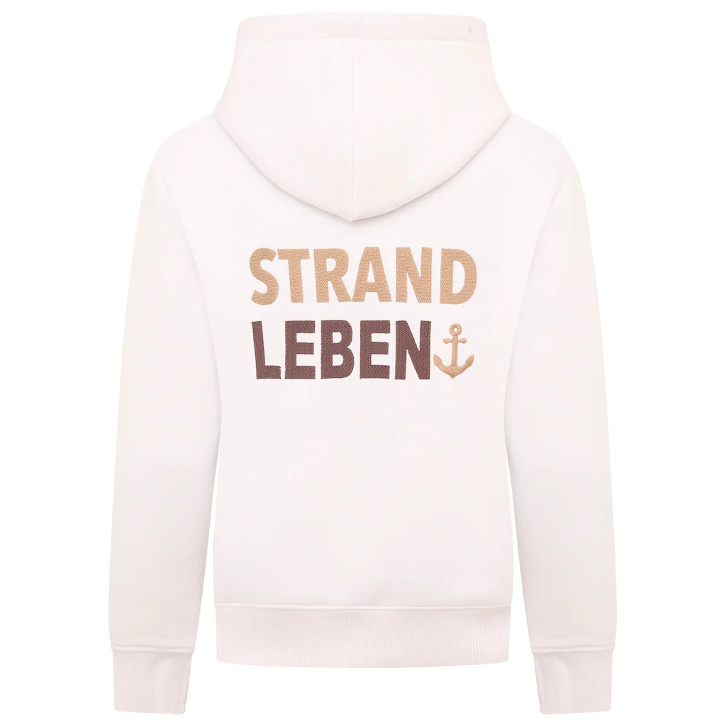 Zwillingsherz Hoodie »"Meine Heimat"« Mit Aufgesticktem "Strand"-Schriftzug Vorne Und Hinten