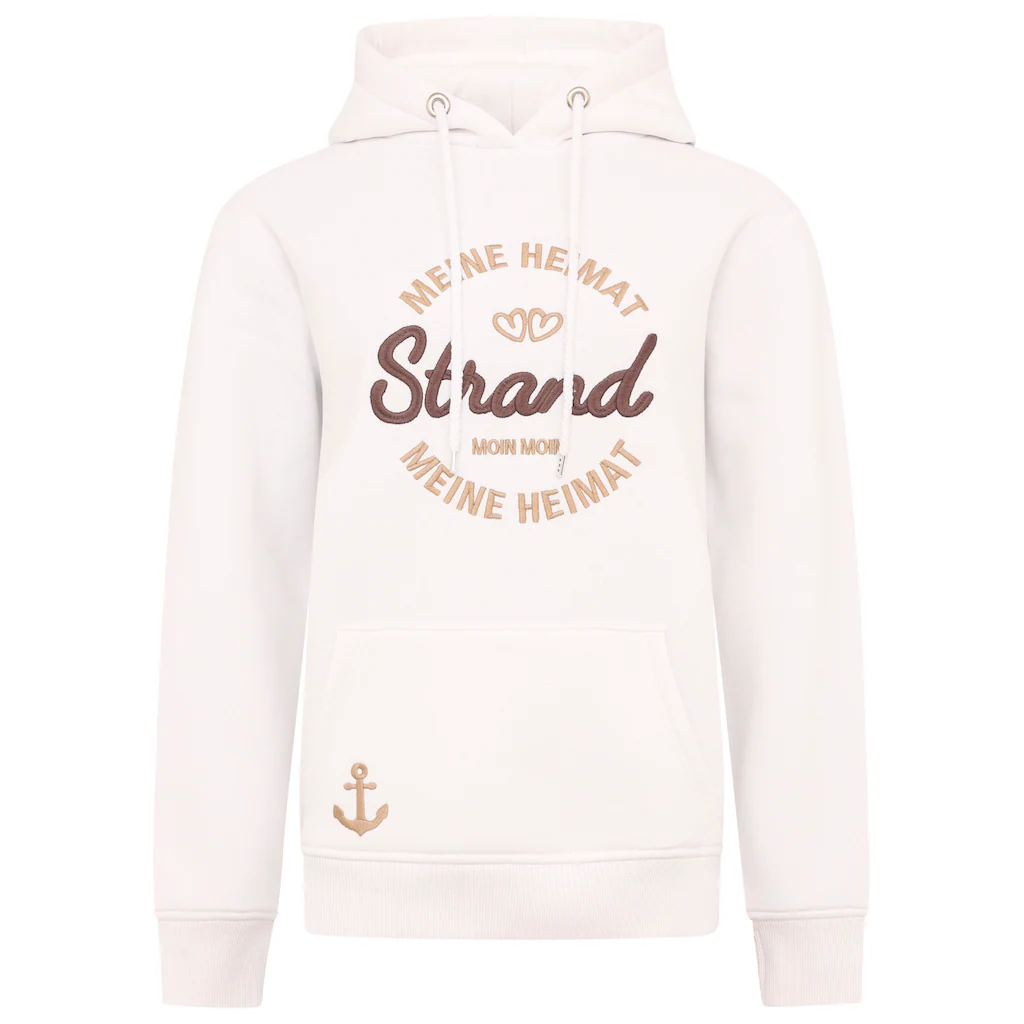 Zwillingsherz Hoodie »"Meine Heimat"« mit aufgesticktem "Strand"-Schriftzug vorne und hinten