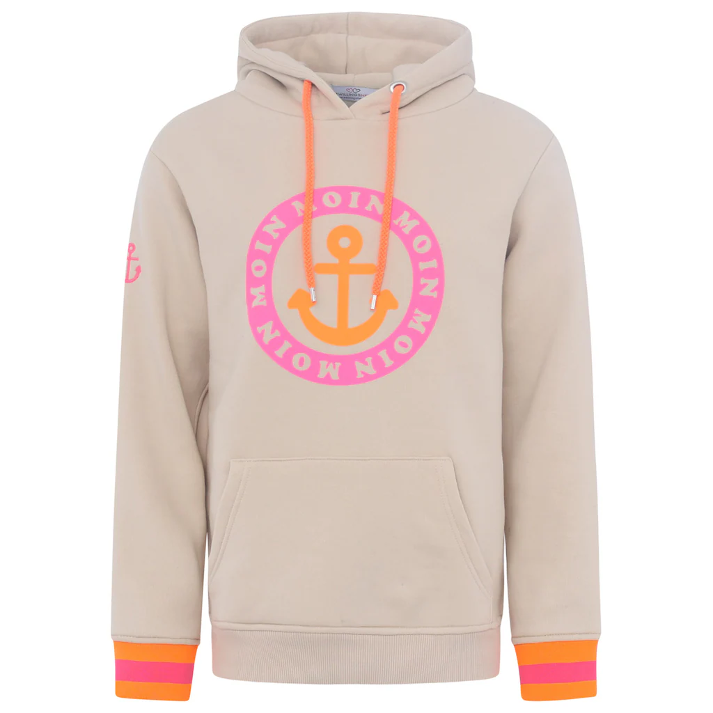 Zwillingsherz Hoodie Mit Aufschrift Moin Und Anker In Neonfarben