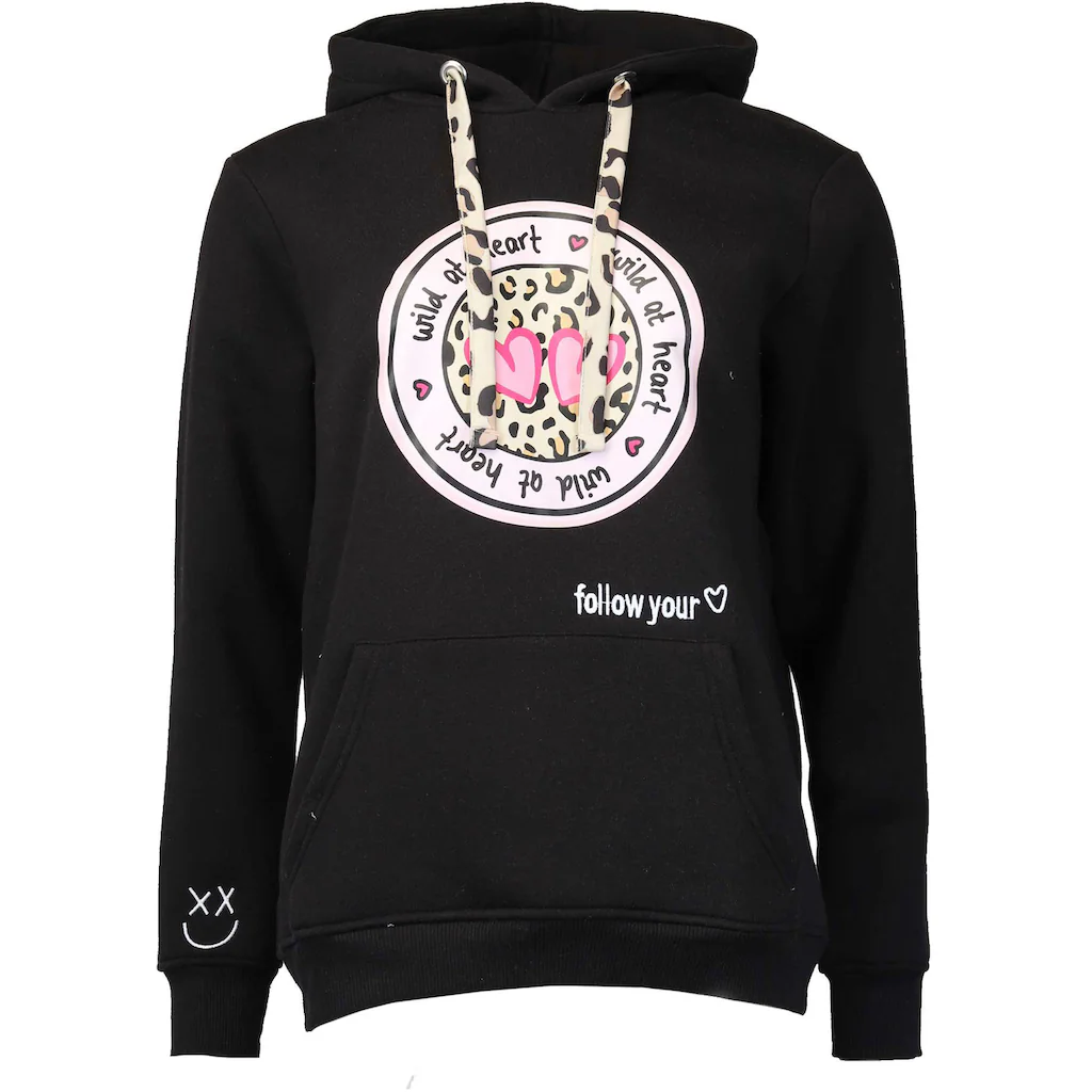Zwillingsherz Hoodie mit Bindebändern in Leo-Optik