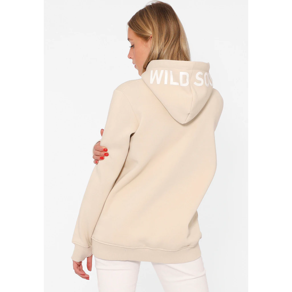Zwillingsherz Hoodie Mit "Wild And Free"-Aufdruck Im Leo-Design Und Gestickten Herzen