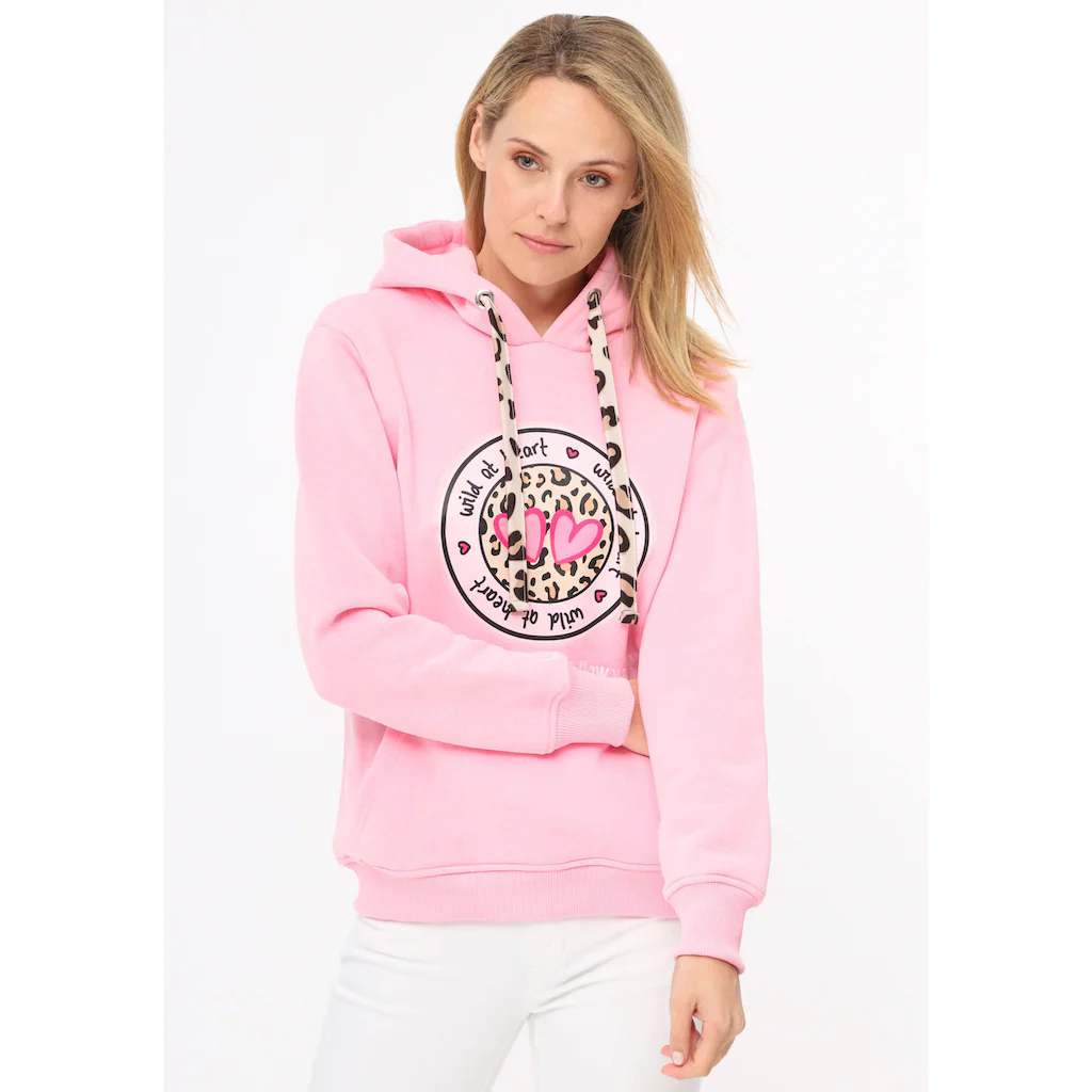 Zwillingsherz Hoodie Mit "Wild At Heart"-Aufdruck Und Bindebänder In Leo-Optik