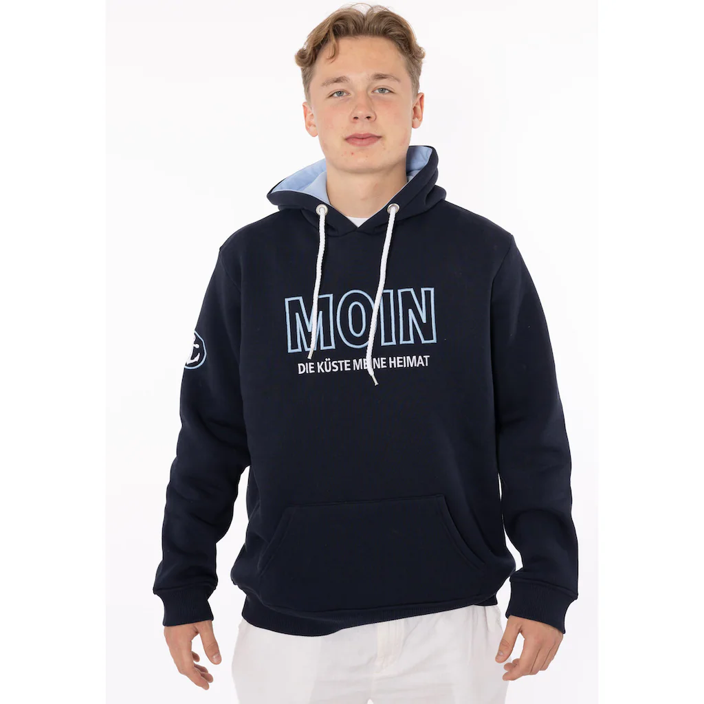 Zwillingsherz Hoodie »"Moin"« mit gesticktem Schriftzug und Ankermotiv am Ärmel